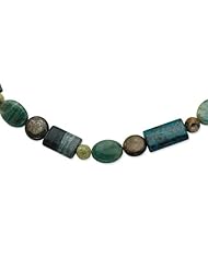 Sterling Silver 16in Bronzite/Jasper/Stabilized Chrysocolla Necklace