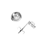 Sterling Silver 8mm White CZ Inset Circle Post Earrings