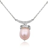 Sterling Silver Pink Pearl and Diamond Accent Halo