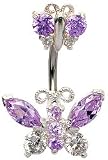 Double Butterfly belly rings by GlitZ JewelZ ? - We use the best quality CZ crystals hand set and hand polished - gently packed in a lovely velvet pouch. Surgical steel bar 3/8' (10MM)