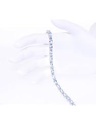 14K White Gold Diamond and Aquamarine Bracelet