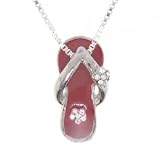 Sterling Silver Ladies Slipper Pendant CZ Gems Necklace