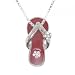 Ladies Red Slipper Pendant in Sterling Silver w/ CZ Accents & 16 Inch Box Chain Necklace