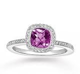 14k White Gold 1 Carat Amethyst Diamond Ring