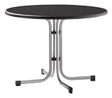 Sieger 236/A Boulevard-Klapptisch, &oslash; 100 cm, Stahlrohrgestell graphit, Mecalit-Pro-Tischplatte Schieferdekor anthrazit, Tischh&ouml;he ca. 72 cm