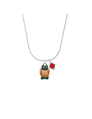Jewelry: Small Leprechaun with Bow Tie - Red Crystal Bicone Necklace - Delight & Co.