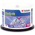 Verbatim DVD-R 4.7GB 16X Glossy White Inkjet Printable Spindle