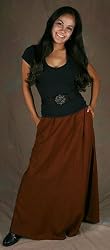 Full Length Rayon Skirt with Pockets - Brown