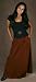 Full Length Rayon Skirt with Pockets - Brown