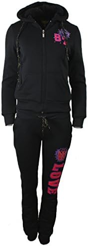 Illibox Fur Lined Property of Love 87 Womens Sweat Suite (LARGE, BLACK)