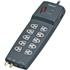 Fellowes 99115 10-Outlet Power Guard Surge Protector with Phone/DSL, Coax, Ethernet