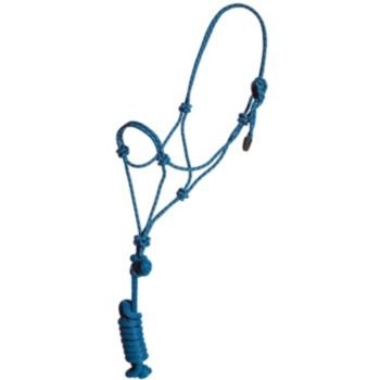 Mustang Rope Halter with Lead Teal/Black