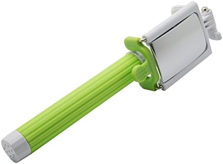 AURIN® Newest Mini Wired Cable Selfie stick with Adjustable Phone Holder & Built-in Remote Shutter + Rearview Mirror for iPhone 6 Plus 6 5S 5 4S 4, Samsung Galaxy Note 4 3 2, S5 4 3, LG G2 G3,Google Nexus 6, Sony-Green