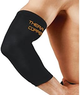 Heavenly Heat Therapeutic Elastic Elbow Compression Support - knitted, fitted protection. (Black)