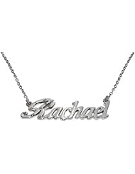 Name Necklaces Rachael - Personalized Necklace White Gold Plated 18K, Belcher Chain, 2mm Thick