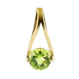 14 KT Yellow Gold 2.7 CTW Round Cut 9 MM Peridot Pendant 14K
