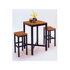 Click here to buy Black/ Oak Bar Table with 2 Stools .