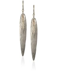 Shaesby "Flamenco" 14k Yellow Gold and Silver Long Leaf Earrings