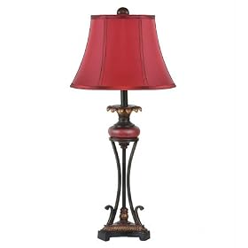 Table Lamp with Red Shade by SmartBargains