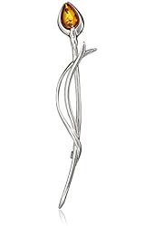 Baltic Honey Amber Sterling Silver Museum Collection Flower Pin 19th Century