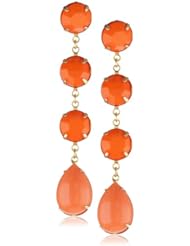 Yochi Orange Linear Stone Chandelier Earrings