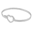 High Polished Sterling Silver Open Heart Bracelet