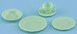 Miniature Chrysnbon 5 Piece Dish Set Jadite Depression Glass