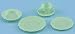 Miniature Chrysnbon 5 Piece Dish Set Jadite Depression Glass