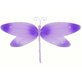 10 Purple Crystal Dragonfly nylon hanging ceiling wall baby nursery room wedding decor by Bugs-n-Blooms