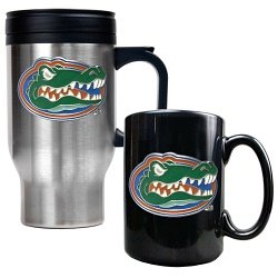 Florida Gators College 16 Oz Stainless Steel Travel Mug and Ceramic Coffee Mug Set