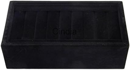 8 Slots Ring Cufflinks Brooch Jewelry Display Holder Organizer Box Black