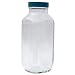 Vestil BTL-SW-G-16-CS Wide-Mouth Square Glass Bottle with Green Cap, 2-5/8" Length x 2-5/8" Width x 6-13/16" Height, 16 oz Capacity, Clear (Pack of 6)