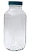 Vestil BTL-SW-G-16-CS Wide-Mouth Square Glass Bottle with Green Cap, 16 oz Capacity, Clear (Pack of 6)