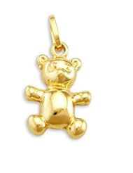 Teddy Bear Charm 14k Yellow Gold Animal Charm 1.00 inch