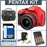 Pentax K-x Digital SLR Red Camera /Lens Kit, with Red 18-55mm DA-L Lens, 4GB SD Memory Card, 4 AA Nickel Metal Hydride (NiMH) 2900 mAH Rechargeable Batteries with 4-Hour AA & AAA Quick Charger, 110/220 volt. Camera Bag, Digital Camera & Lens Cleaning Kit