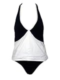 VM by Manhattan Beachwear Black & White Halter Tankini w/Belt S