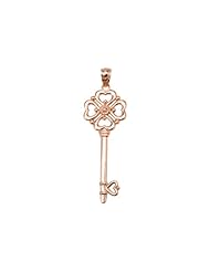 10K Rose Gold Hearts Key Pendant with Diamonds