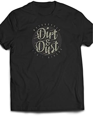 Eron Apparel Baja Biker Series Dirt and Dust Shirt Men Tees, Black, Size Small
