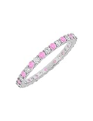 Pink Sapphire and Diamond Eternity Bangle 14K White Gold - 10.00 CT TGW