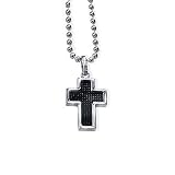 Stainless Steel & Carbon Fiber Cross Pendant with Chain