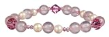 Rose Quartz, Pink Freshwater and Crystalized Swarovski Elements 8mm and 2mm Bicone Bead Station Stretch Bracelet, 7.5"
