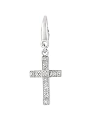 Sterling silver 0.08ct TDW Diamond Cross (Charm)