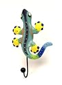 Gecko Wall Mounted Bath Towel / Coat Hook - Turquoise, Yellow & Blue