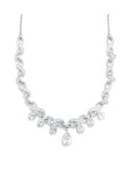 16 in. + 2 In. Sterling Silver CZ Figure 8 Design and 7 CZ Drops Necklace