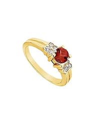 Ruby and Diamond Ring 14K Yellow Gold - 0.75 CT TGW