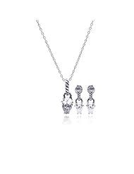 Nickel Free Sterling Silver Pendant & Earring Sets Hanging Teardrop Set
