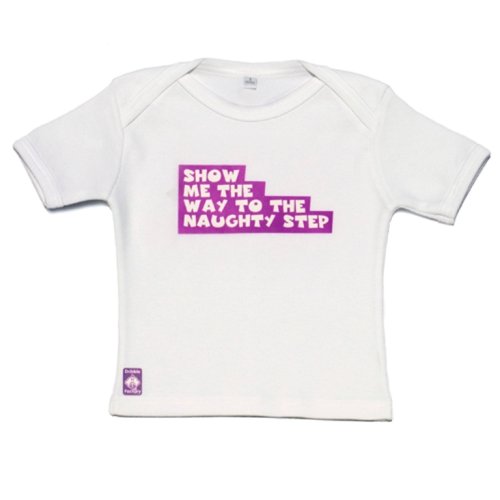 Childrens Toyshop   : DribbleFactory : Show Me The Way To The Naughty Step White T-shirt (24 months)