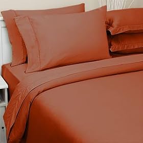 400TC Single Ply 100% Cotton Sheet Set, Full, Terracotta by SmartBargains