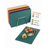 from Hygiplas Hygiplas Low Density Chopping Board Set Set includes 6 boards, stainless steel rack and wipe clean wall chart.