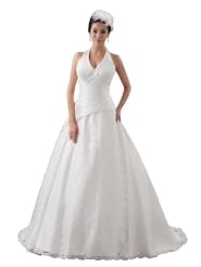 A-line V-neck Beaded Taffeta Spring Fall Halter  Dress with a Brush/Sweep Train 